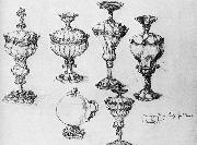 Albrecht Durer Six Goblets - Pen oil